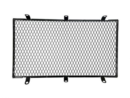 Steel radiator guard with a powder-coated finish, featuring a mesh structure.