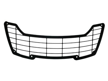 Aluminum alloy headlamp guard with a sandblasted surface and black anodized finish.