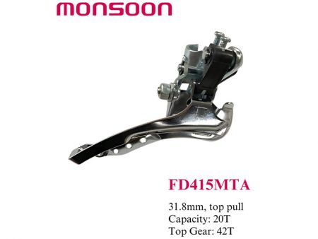 Index Front Derailleur 31.8mm. top pull. Capacity 20T. Top gear 42T