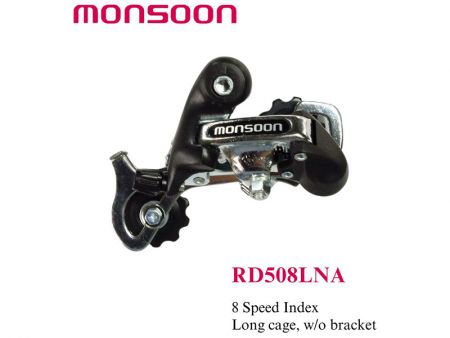 スチール自転車リアディレイラー - 8、7、または6速ドライブトレインのオプション。 - 8速インデックスリアディレイラー ロングケージ ブラケットなし。