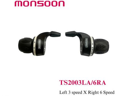 Index grip shifter. Left 3 speed and Right 6 Speed.